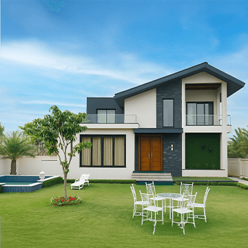 Elegant Bungalow with Green Lawn & Private Swimming Pool